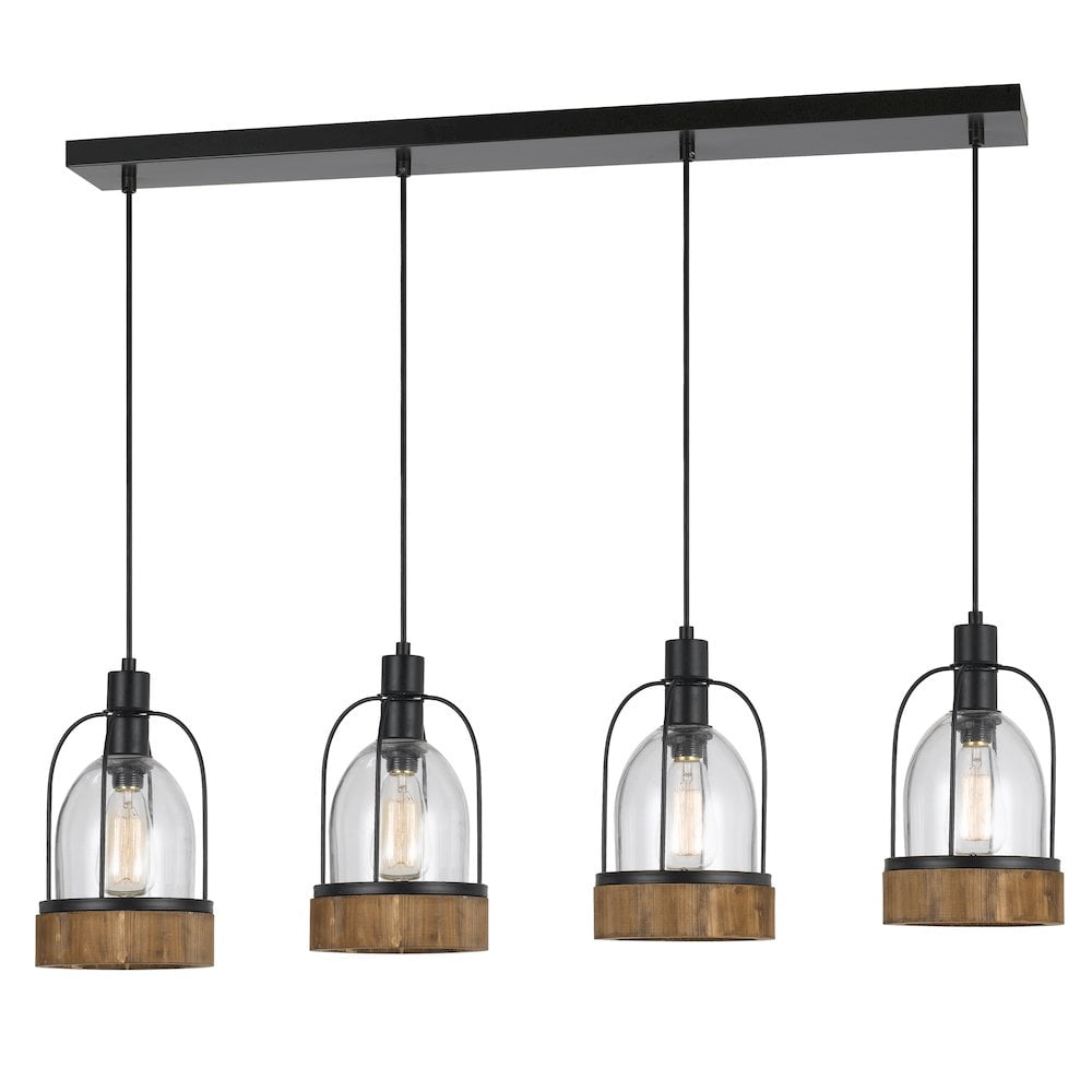 Beacon Bronze Cage Industrial Island Light with Clear Shades