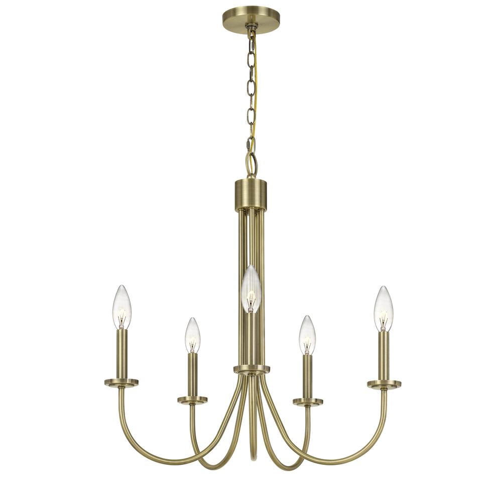 Antique Brass 5-Light Metal Candelabra Chandelier