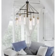 thumbnail image 1 of Cal Lighting Williston 6-Light Metal & Glass Chandelier in Black/Antique Brass, 1 of 4