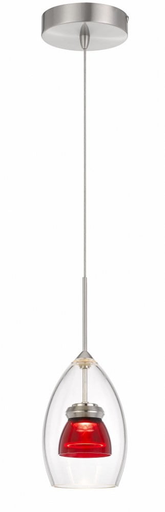 Luminous Mini LED Double Glass Pendant Light in Red Clear - 159"