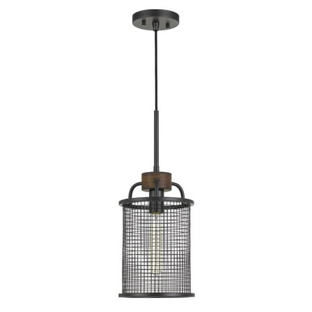 Cal Lighting Aberdeen Mesh Metal/Wood Pendant Light (Edison Bulb Not Included)
