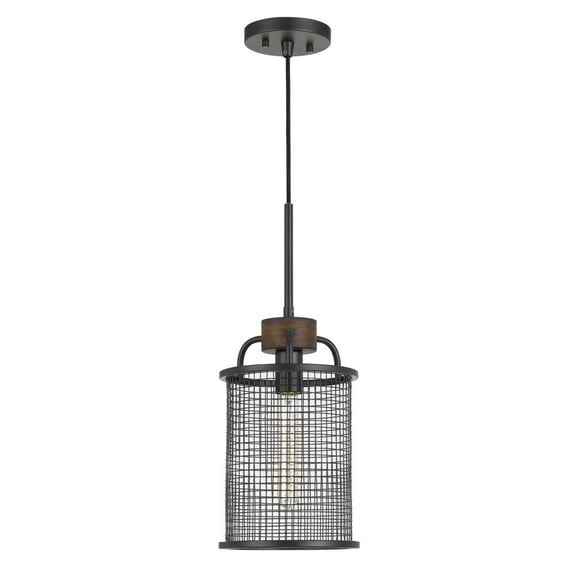 Cal Lighting Aberdeen Mesh Metal/Wood Pendant Light (Edison Bulb Not Included)