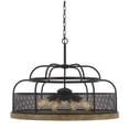 thumbnail image 1 of Cal Lighting Akaki 60W 9-Light Pine/Iron Metal Chandelier in Black, 1 of 2