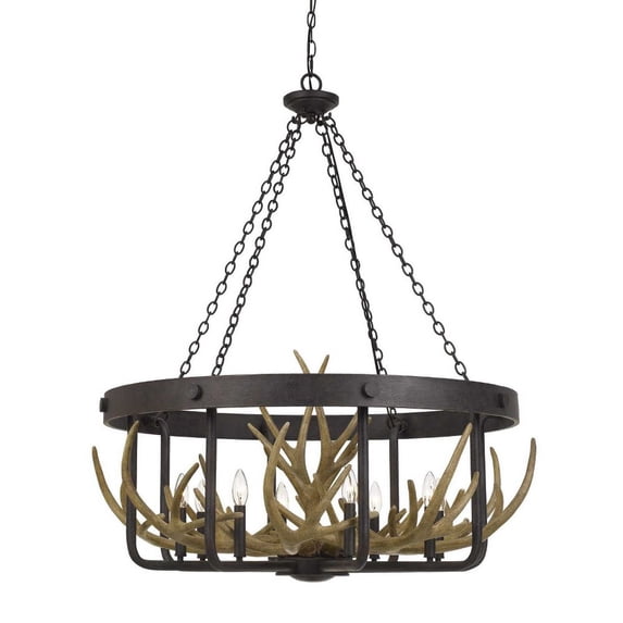 Cal Lighting Angelo 8-Light Metal & Resin Chandelier in Black Iron