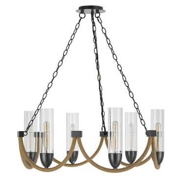 Cal Lighting 60W X 6 Argyle Metal Chandelier With Moss Rods And Glass Shades