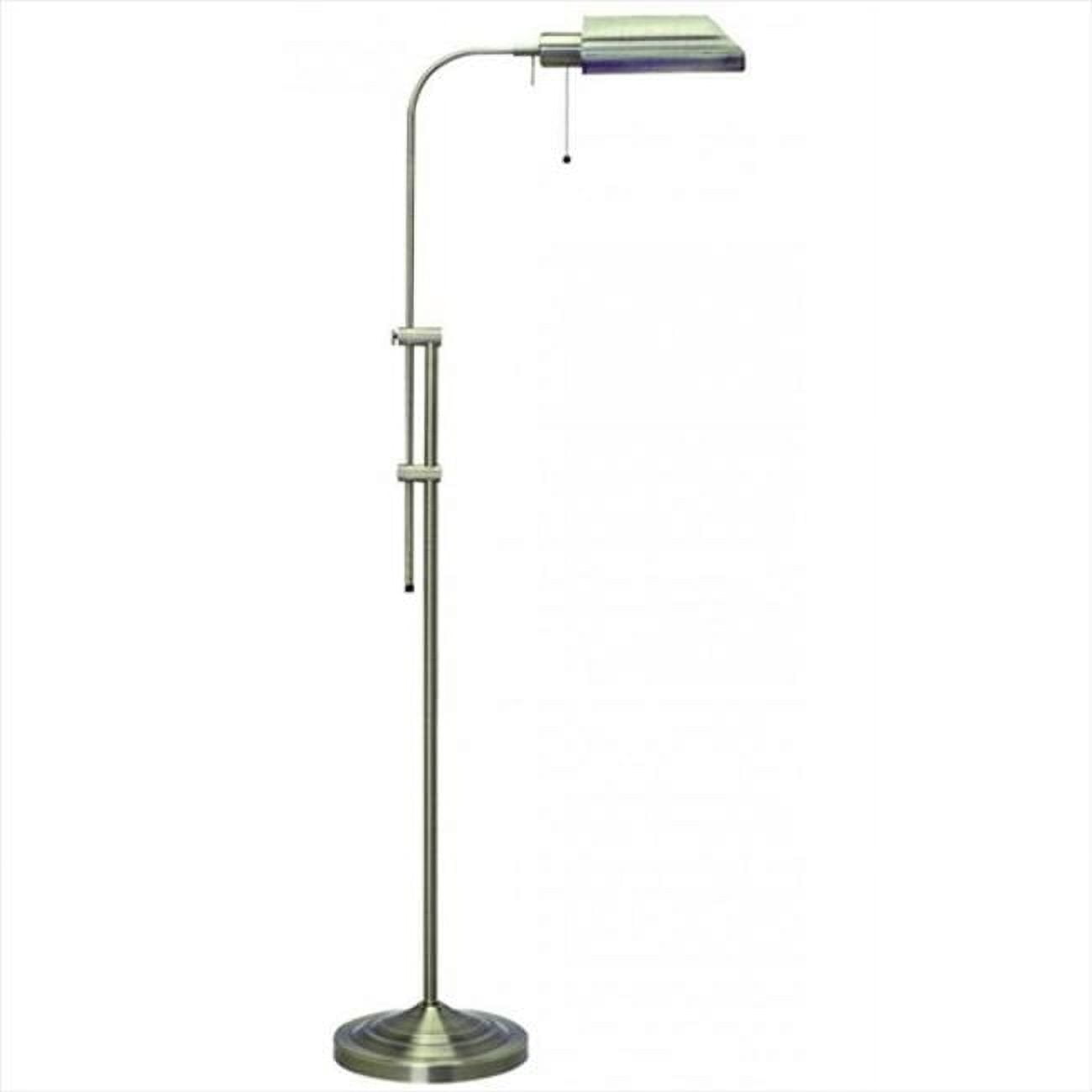Adjustable Pharmacy Floor Lamp in Brushed Steel 46" Height