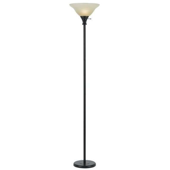 Cal Lighting 13" Metal and Glass Torchiere Floor Lamp in Dark Bronze/White