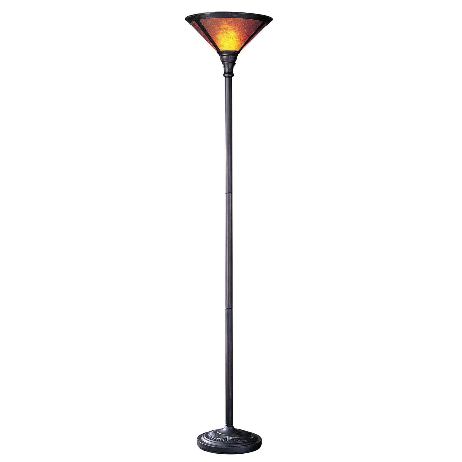 Elegant Antique Bronze 71" Torchiere Floor Lamp with Mica Shade