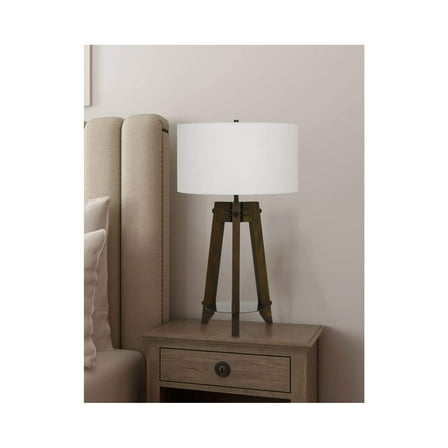 Cal Lighting Bilzen Table Lamp In Walnut Finish