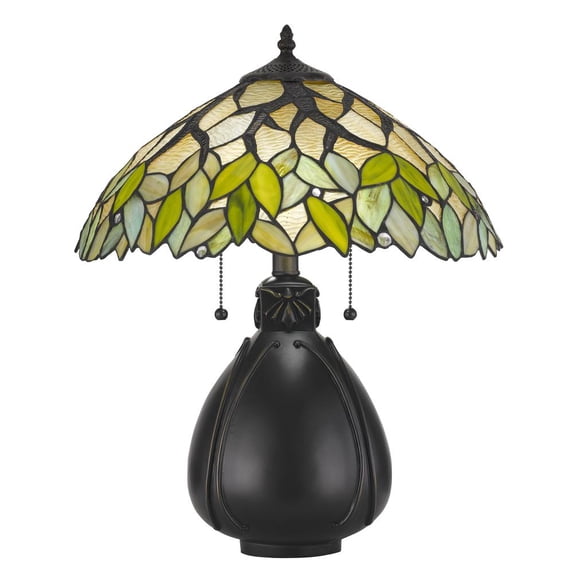 Cal Lighting 2-Light Resin and Glass Table Lamp in Green/Black