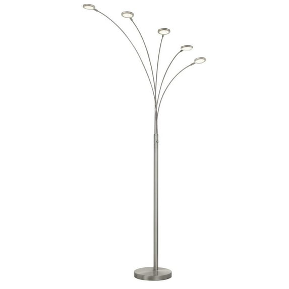 Cal Lighting Cremona 5-Light Metal Arc Floor Lamp in Brushed steel Silver