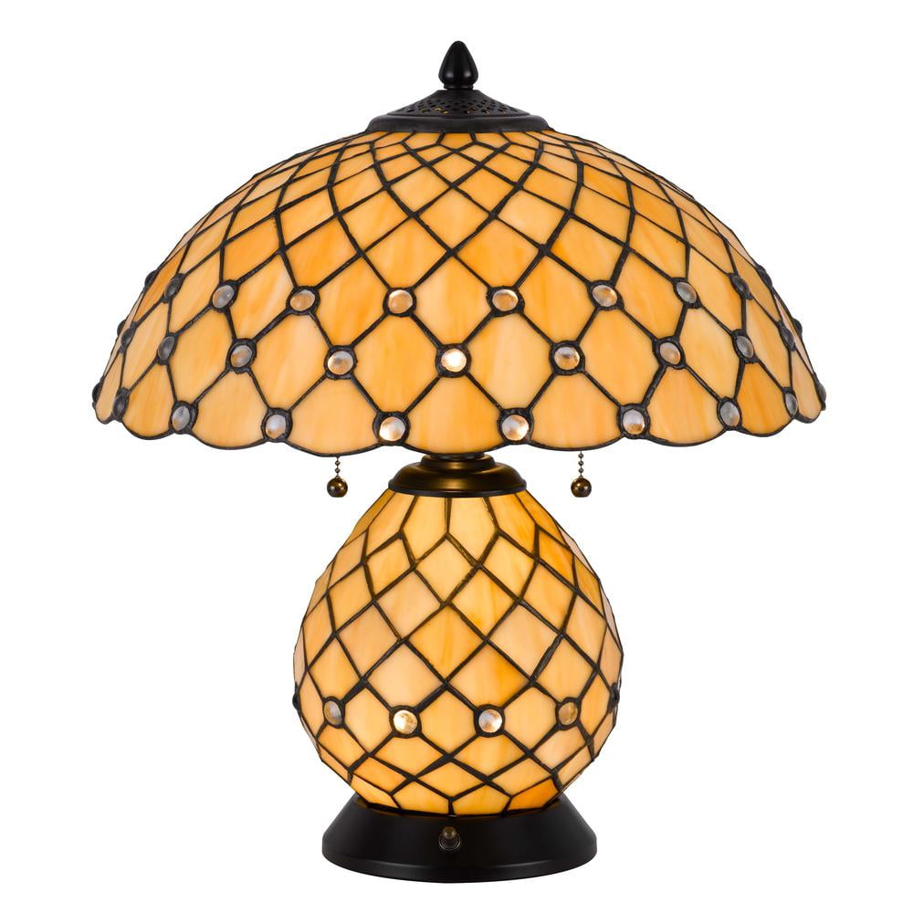 Valetta 18" Stained Glass and Black Metal Table Lamp