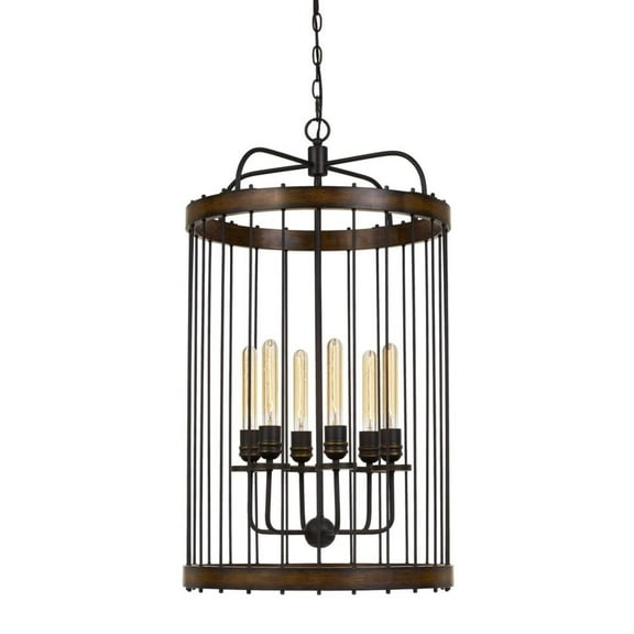Cal Lighting Cantania 36" 6-Light Metal Pendant Fixture in Dark Bronze/Brown