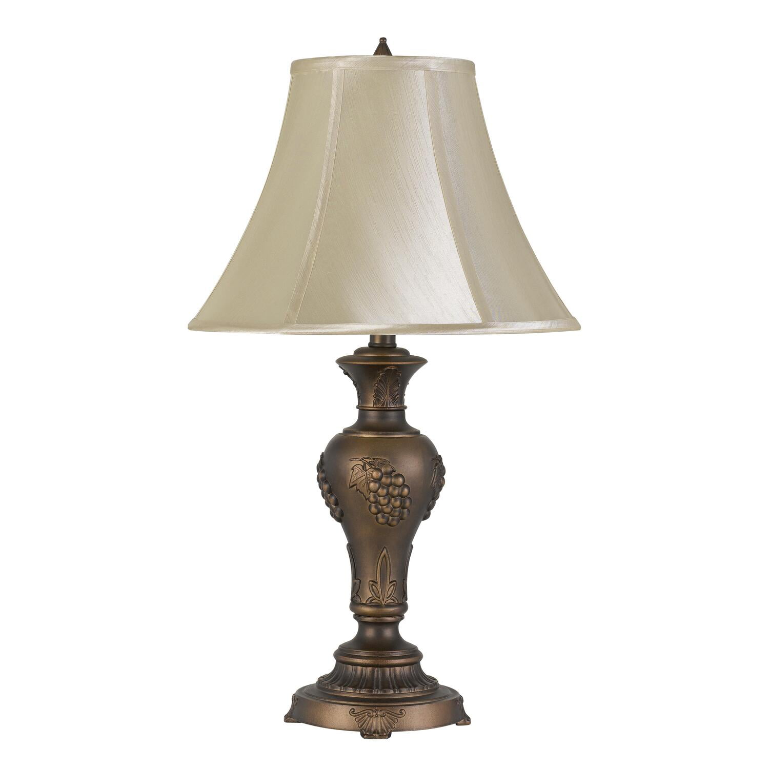 Cavan Antique Brass 26" Table Lamp with Faux Silk Shade
