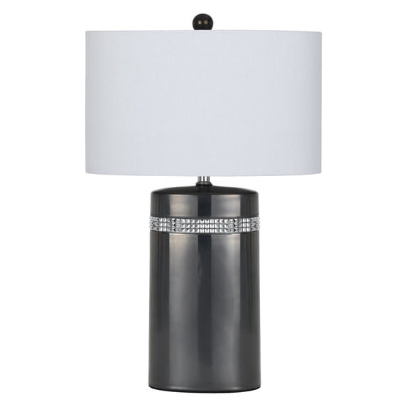 27" Height Ceramic Table Lamp in Gun Metal-Color:Gun Metal,Finish:Gun Metal,Material:Linen,Shape:Oval Hardback,Style:Life Style/Casual,Wattage:150W