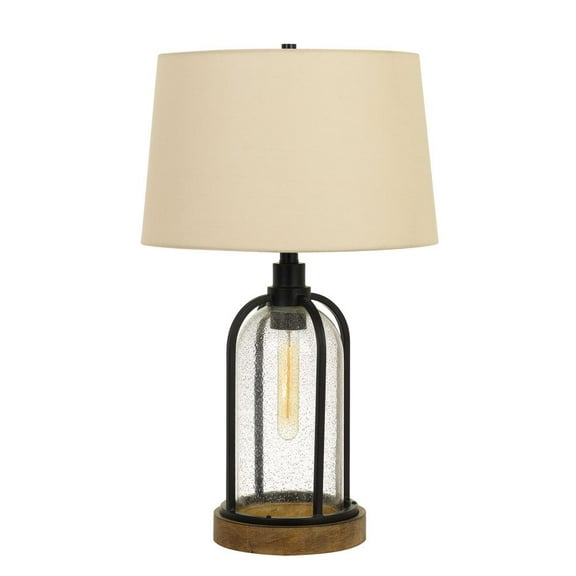 Cal Lighting Ciney 1-Light Metal & Glass Table Lamp in Black/Beige