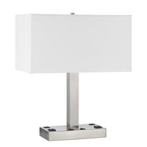 Cal Lighting Colmar 2-Light Desk Lamp with 2 Power Outlets in Brushed Silver
