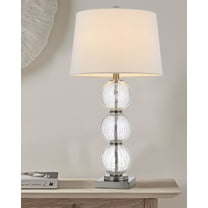 Cal Lighting Crosset Glass & Fabric Table Lamps in Clear/White (Set of 2)