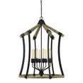 thumbnail image 1 of Cal Lighting Dali 8-Light Pine Wood & Metal Chandelier in Light Oak/Iron Black, 1 of 2
