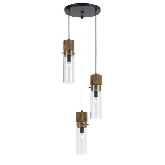 Belen Kox 11" Inch Glass Pendant in Dark Bronze Wood Finish