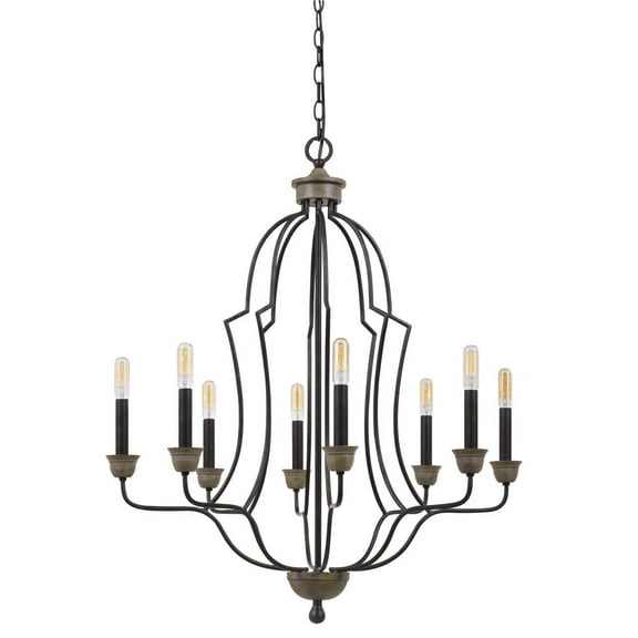 Cal Lighting FX-3689-8 Transitional Eight Light Chandelier from Lebrija Collection in Bronze / Dark Finish, 29.25 inches