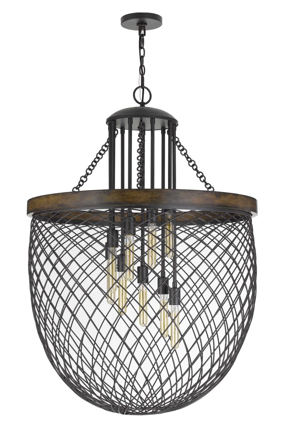 Marion Bronze and Wood 9-Light Metal Chandelier