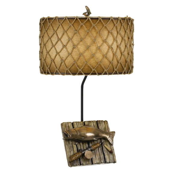 BO-2664TB-Cal Lighting-Lodge-One Light Fishing Trophy Table Lamp-18 Inches Wide by 30.75 Inches High