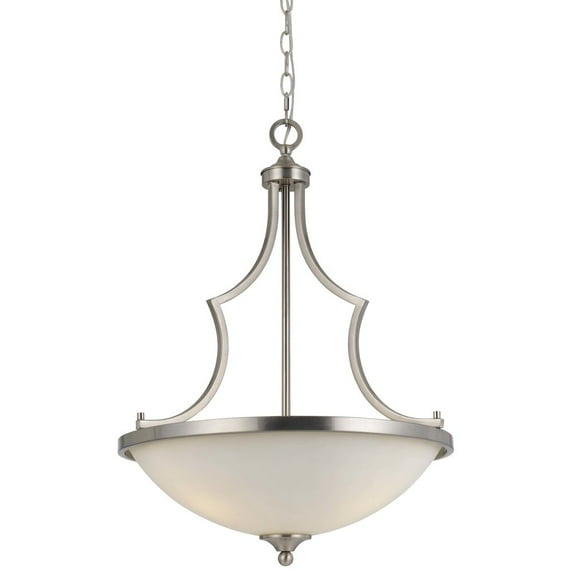 Cal Lighting Barrie 19" Glass and Durable Metal Pendant in Silver/Frosted White