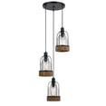 thumbnail image 1 of Cal Lighting 18" Tall Glass Pendant in Dark Bronze Wood Finish-Color:Black/Wood,Finish:Wood/Dark Bronze,Material:Glass,Shape:Round,Wattage:60WX3, 1 of 2
