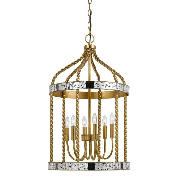 Cal Lighting Metal Pendant in French Gold Antiqued Mirror