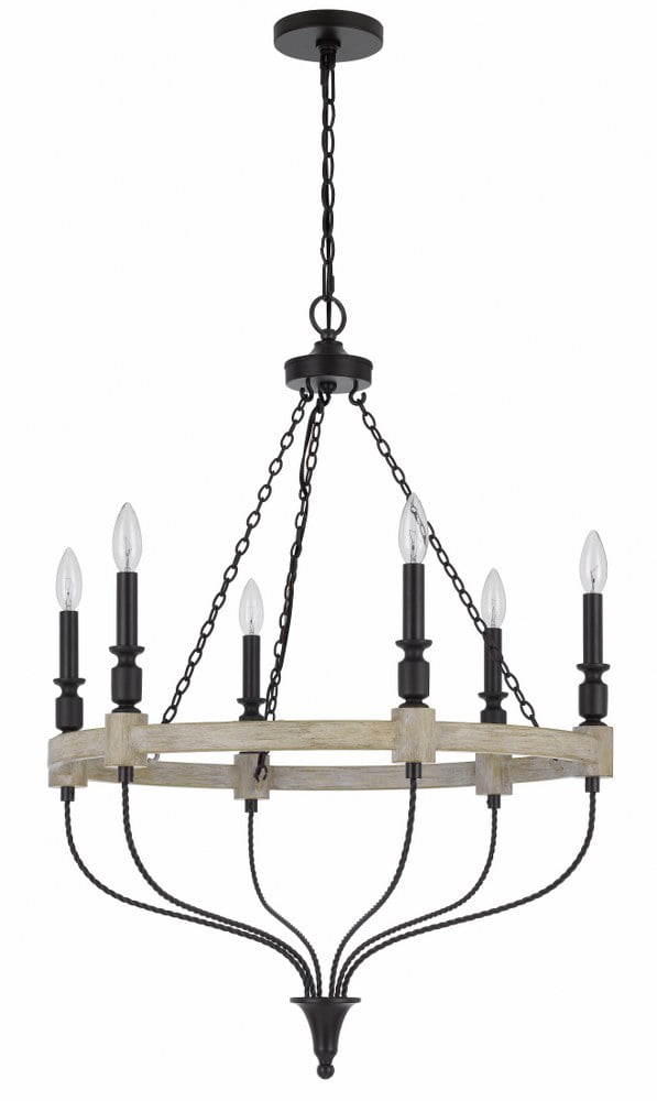 Grove Driftwood and Black 6-Light Candle Style Chandelier