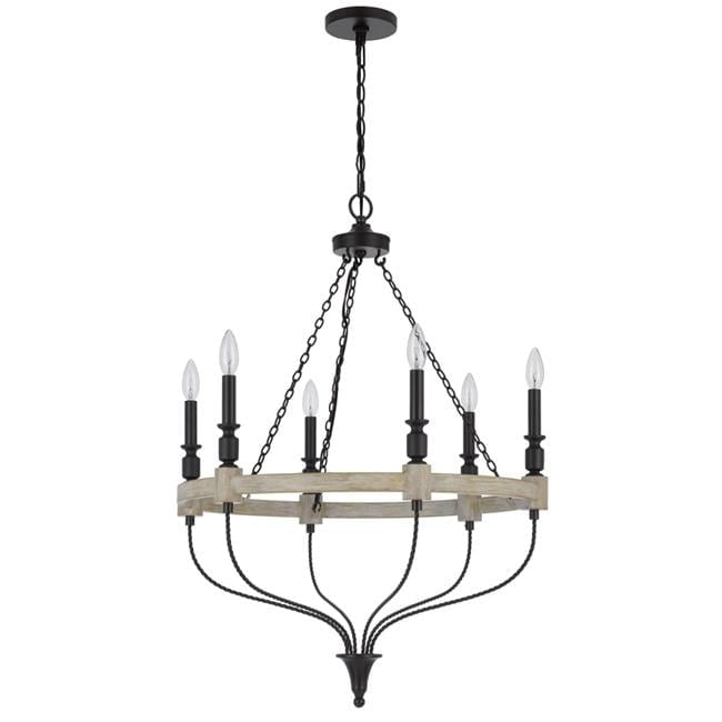 Grove Driftwood and Black 6-Light Candle Style Chandelier