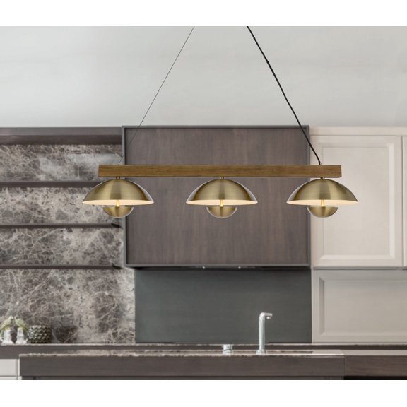 FX-3801-3-Cal Lighting-Lakeland - 45W 3 LED Island Pendant In Art Deco Style-8.75 Inches Tall and 46.75 Inches Wide