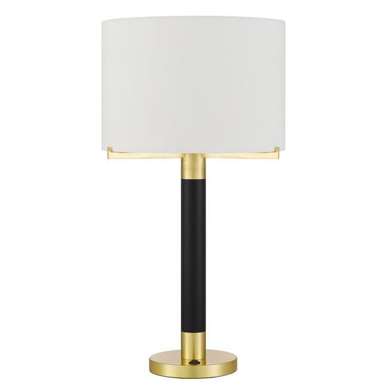 Goldston Black and Brass Metal Table Lamp with Drum Shade