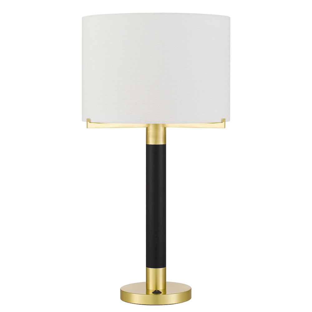 Goldston Black and Brass Metal Table Lamp with Drum Shade