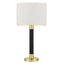 Cal Lighting Goldston 100W Metal Table Lamp With Drum Hardback Fabric Shade