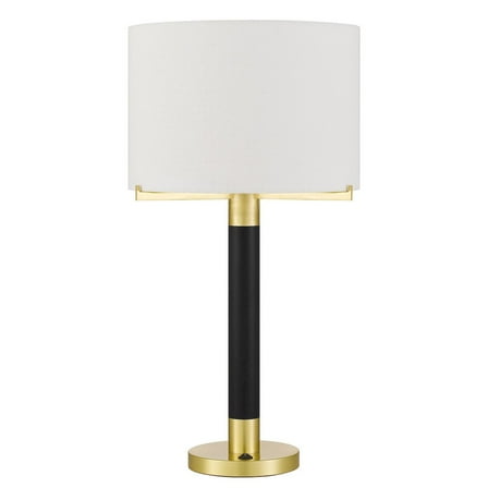 Cal Lighting Goldston 100W Metal Table Lamp With Drum Hardback Fabric Shade