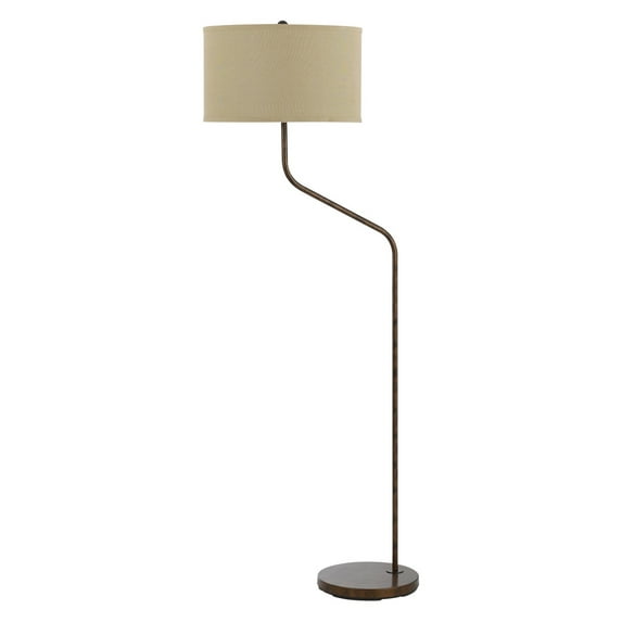 60" Height Metal Floor Lamp in Rust-Color:Rust,Finish:Rust,Material:Fabric,Shape:Round Hardback,Style:Task and Functional,Wattage:150W