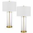 thumbnail image 1 of Cal Lighting Hookerton 150W 3 way glass table lamp with drum hardback fabric shade. Priced and sold as pairs, 1 of 3