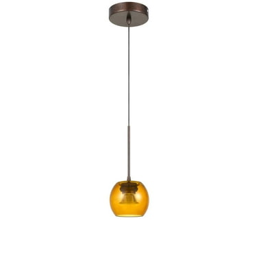 UP-1121-Cal Lighting-Ithaca - 8W 1 LED Pendant-10 Inches Tall and 4.5 Inches Wide-Rust Finish-Amber Glass Color