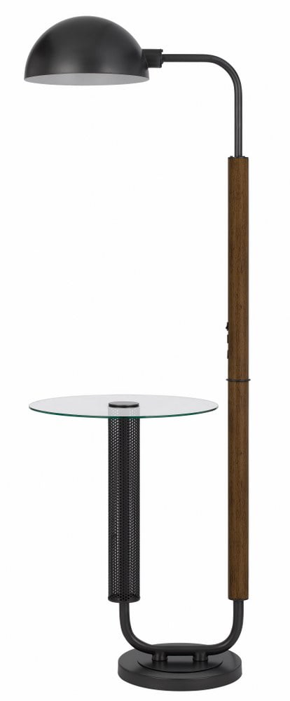 Edison Black Metal and Glass Floor Lamp with Tray