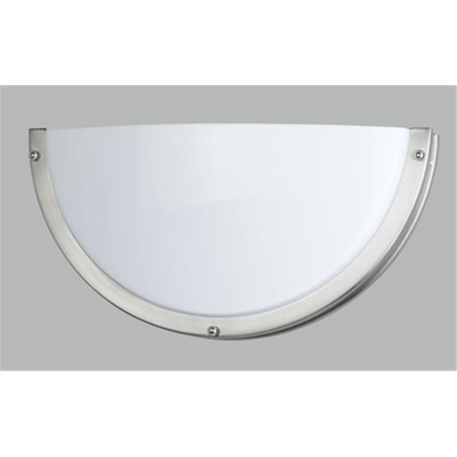 Brushed Steel Half Moon Wall Sconce with Frosted Acrylic