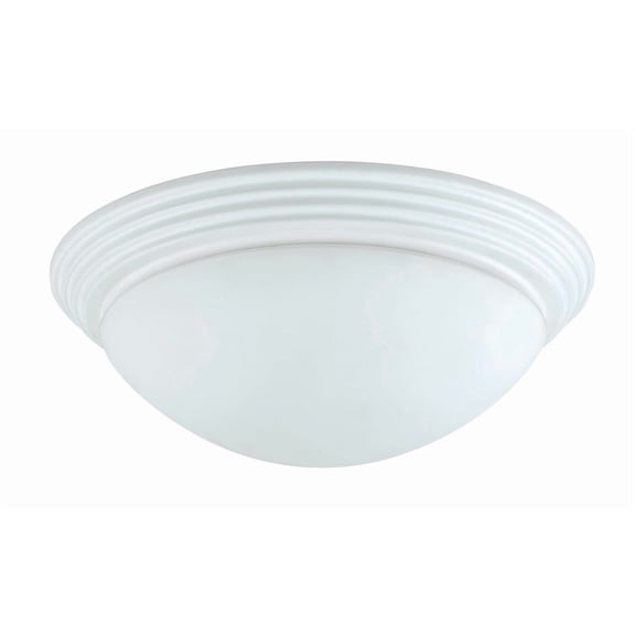 Cal Lighting 14" Durable Metal and Glass Flush Mount Ceiling Lamp in White