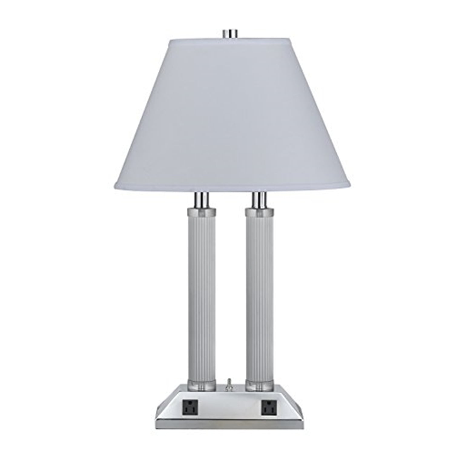 Elizabeth Chrome Dual Column Table Lamp with White Shade