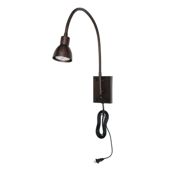 Cal Lighting 3.5" LED Gooseneck Durable Metal Wall Reading Lamp in Rust Brown