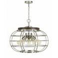 thumbnail image 1 of Cal Lighting Liberty 5-Light Metal Chandelier in Brushed Steel Silver/Brown, 1 of 3