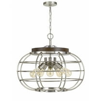 Cal Lighting Liberty 5-Light Metal Chandelier in Brushed Steel Silver/Brown