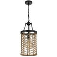 thumbnail image 1 of Cal Lighting Lillington 60W Metal Pendant Light With Burlap Roped Cage, 1 of 6