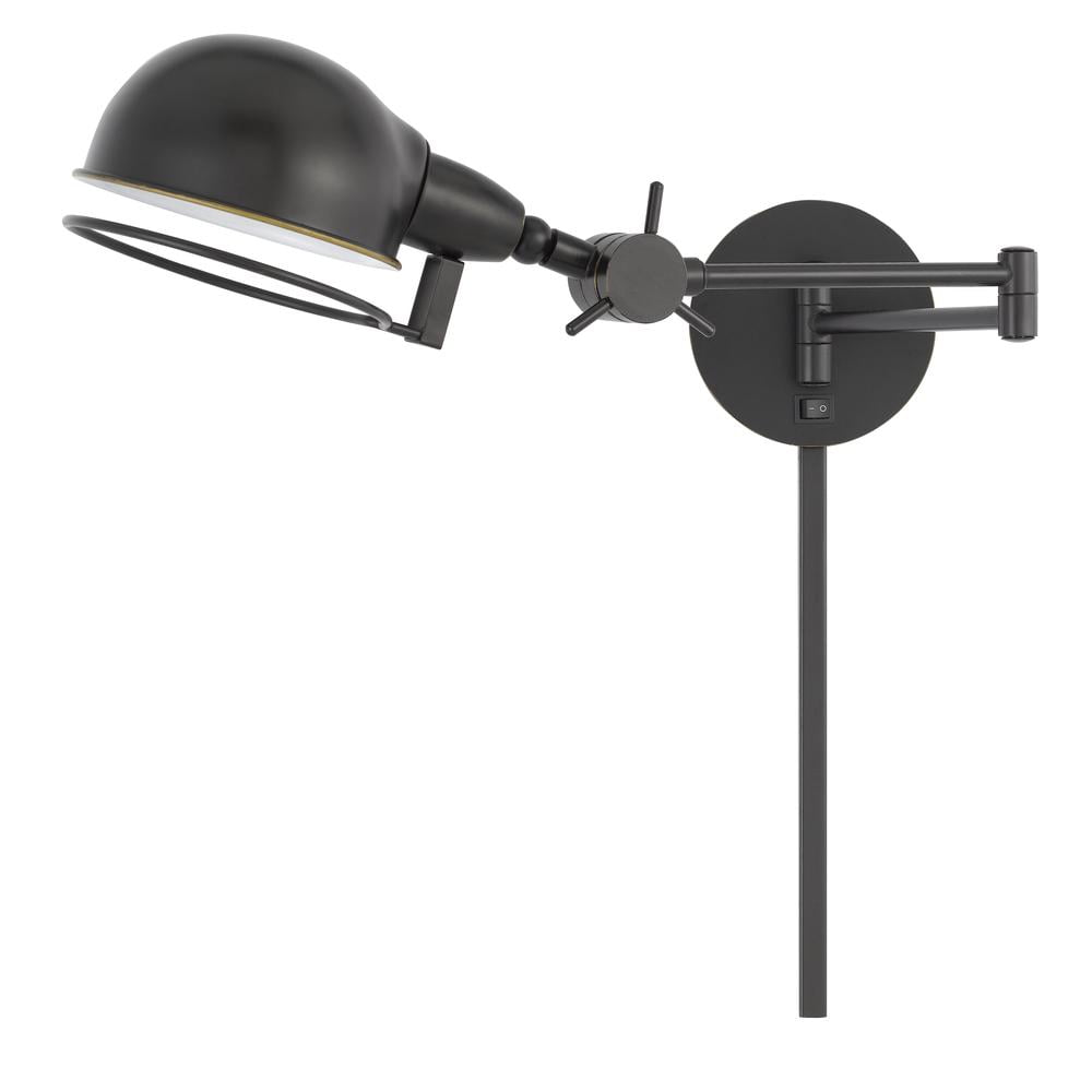 Dark Bronze Adjustable Swing Arm Wall Lamp with Metal Shade