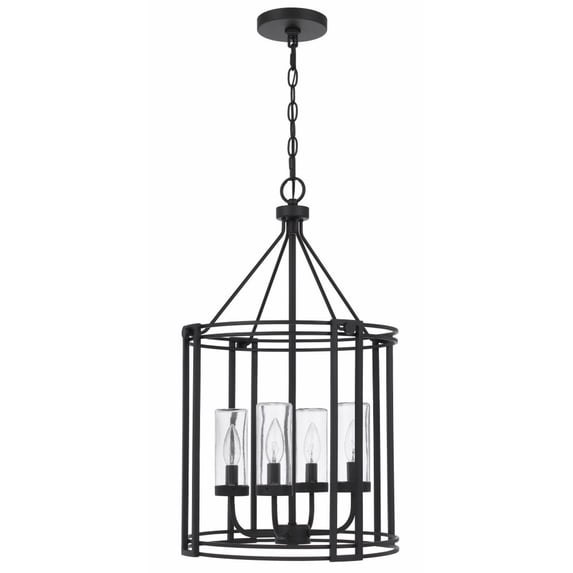 Cal Lighting Luton 4-Light Cage Metal Chandelier in Matte Satin Black